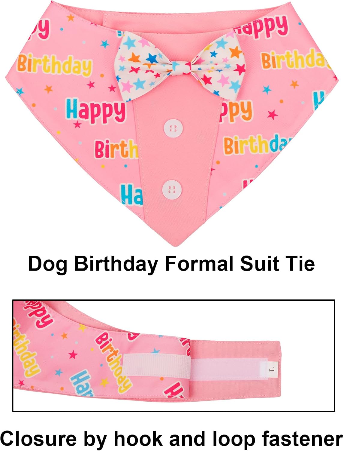PTDECOR Birthday Dog Tuxedo, Pink Dog Collar Costumes with Bowtie, M