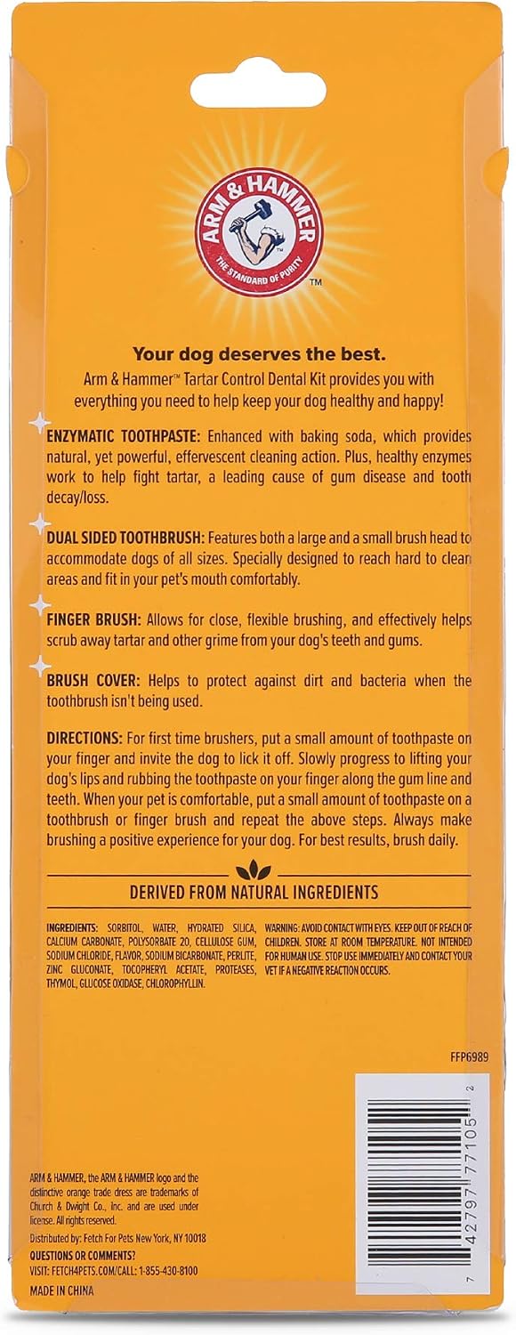 Arm & Hammer Tartar Control Dog Dental Kit, Banana Mint, 3-Piece