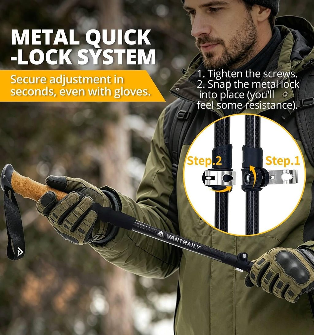 Carbon Fiber Trekking Poles Lightweight Collapsible Hiking Poles
