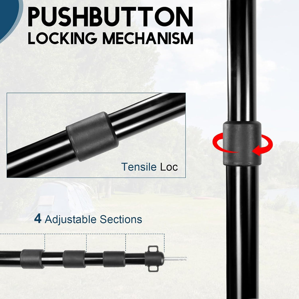 GEEWAY Tarp Poles for Camping, 10FT 2 Pcs Telescoping Black
