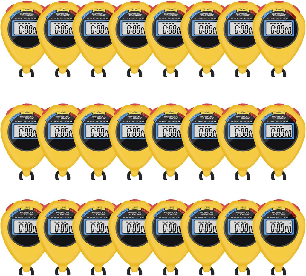 Pgzsy 6 Pack Multi-Function Electronic Digital Sport Stopwatch Timer, Large Display with Date Time and Alarm Function,Suitable for Sports Coaches Fitness Coaches and Referees