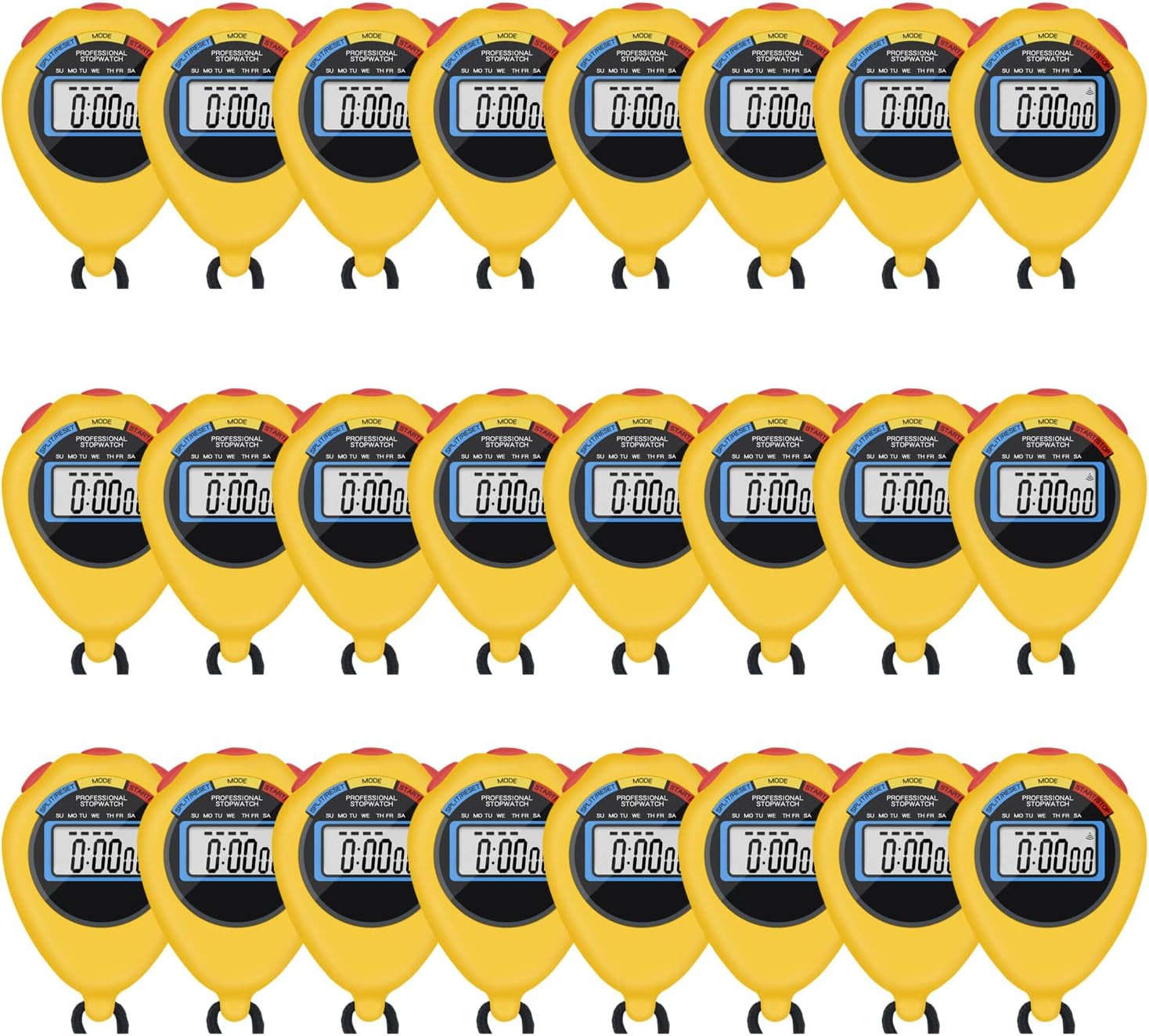 Pgzsy 6 Pack Multi-Function Electronic Digital Sport Stopwatch Timer, Large Display with Date Time and Alarm Function,Suitable for Sports Coaches Fitness Coaches and Referees