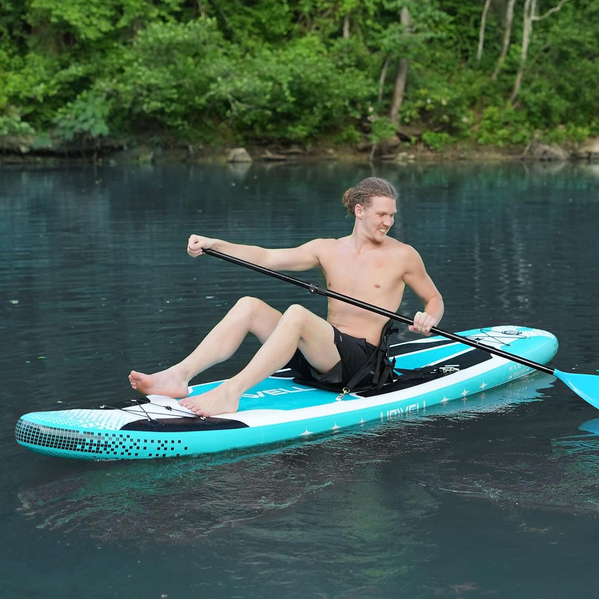 UPWELL Universal Kayak Seat with Storage Bag & 4 Adjustable Strap, Paddle Board Seat with Memory Foam Padded and Backrest for Kayak, Canoe, Sup