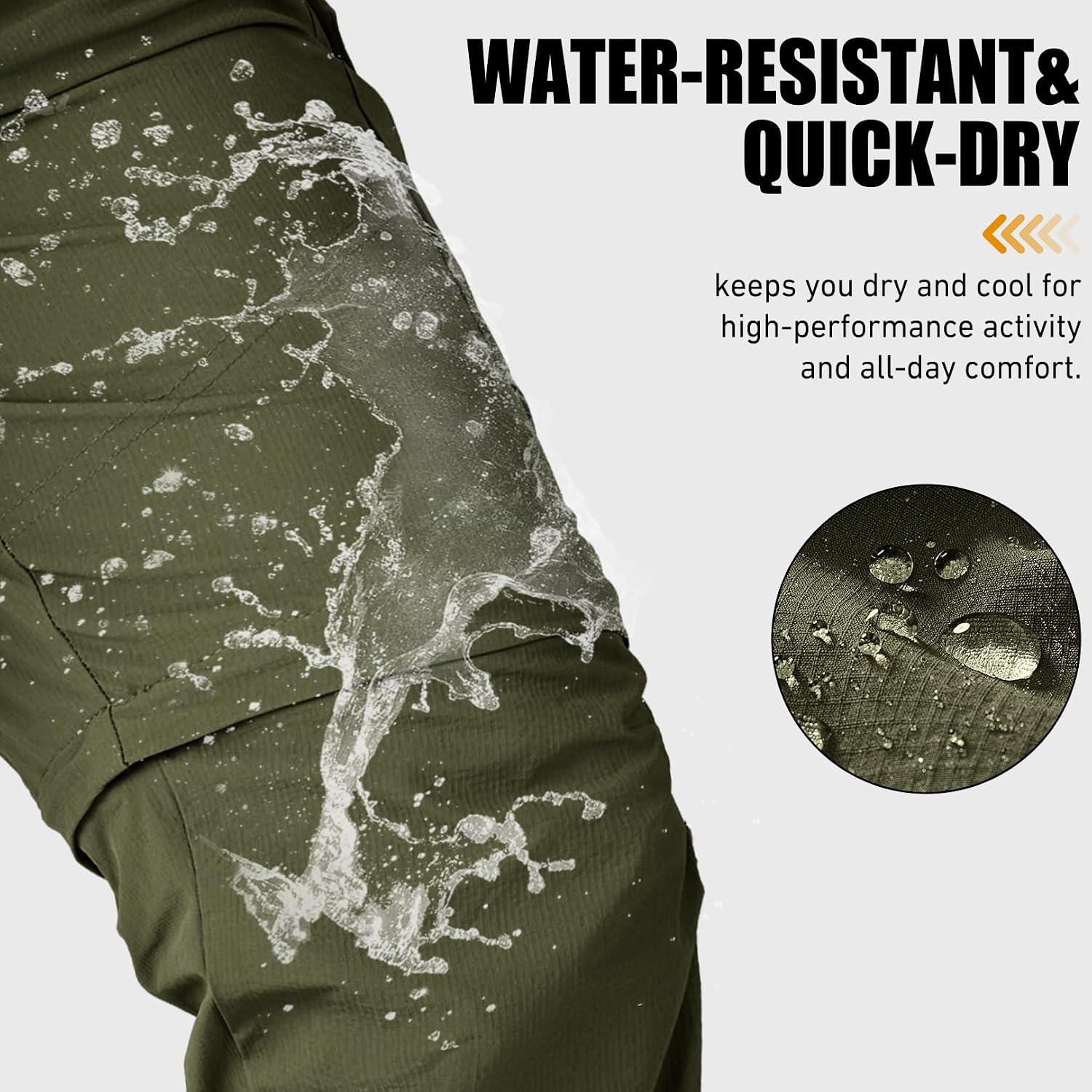 mixtiq Mens Hiking Convertible Pants Water-Resistant Quick Dry Pants