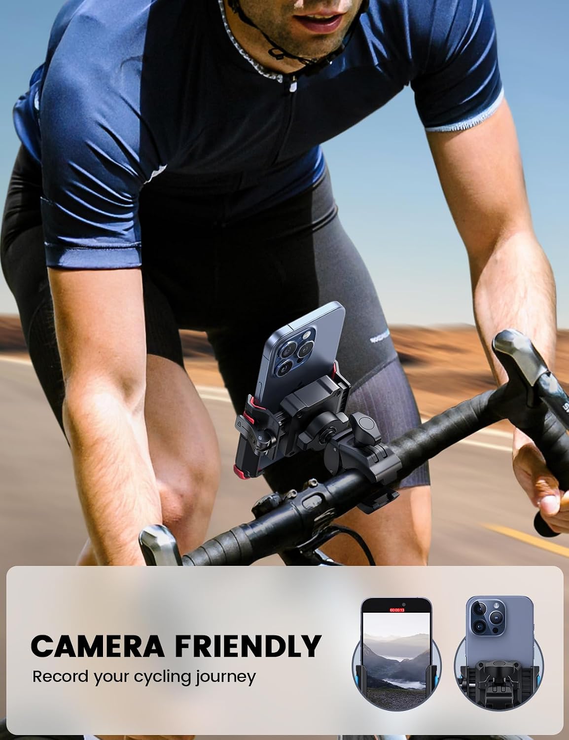 Lamicall Motorcycle Bike Phone Mount, 1s Quick Release Bike Phone Holder