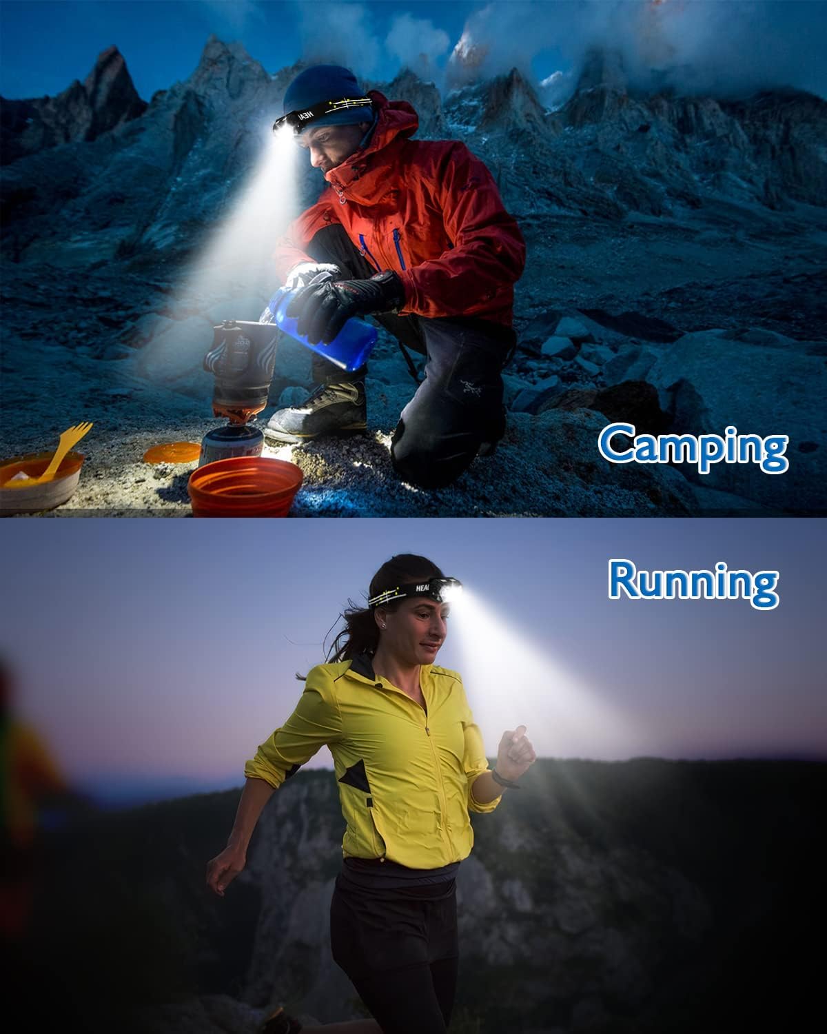 2000LM Ultra Bright 9 LED Headlamp, USB C Rechargeable Headlight, 10 Modes, Waterproof Motion Sensor Head Lamp Flashlight with White Red Light, Adjustable Headband for Adults Outdoor Hiking