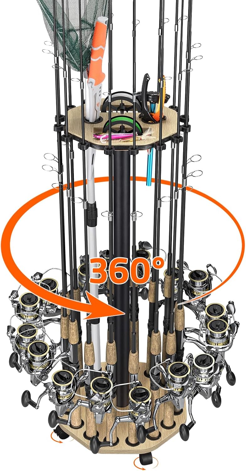 KEXMO Fishing Rod Holder Pole Rack for Garage with Wheels