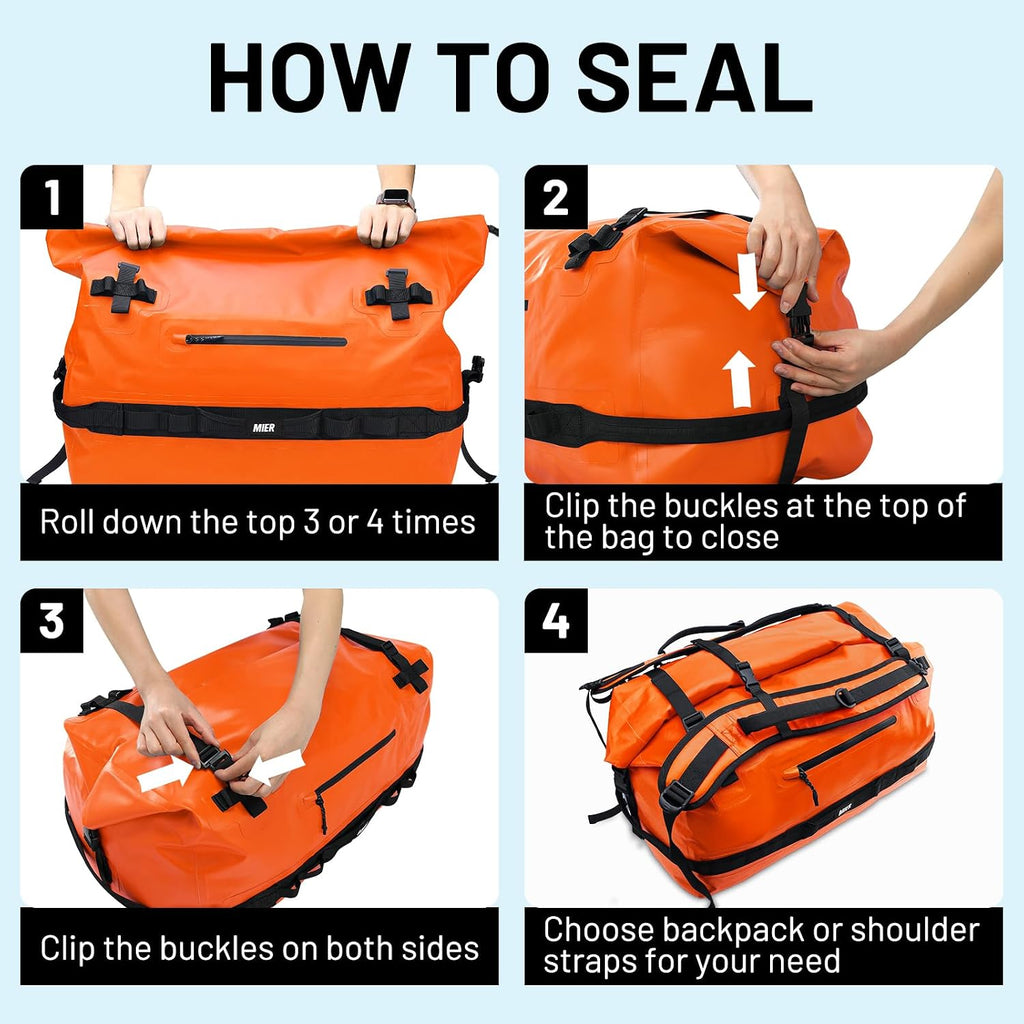 MIER Large Waterproof Duffel Bag - 60L/80L Dry Bag Backpack