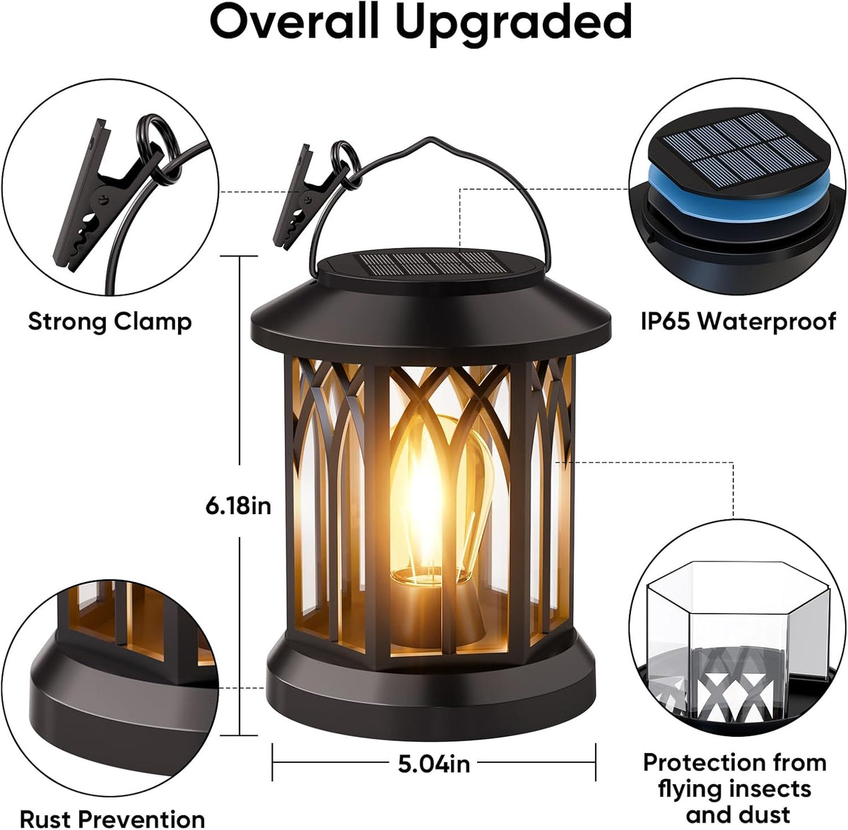 Hanging Solar Lanterns Outdoor Waterproof: 2 Pack Garden Lantern Decorative