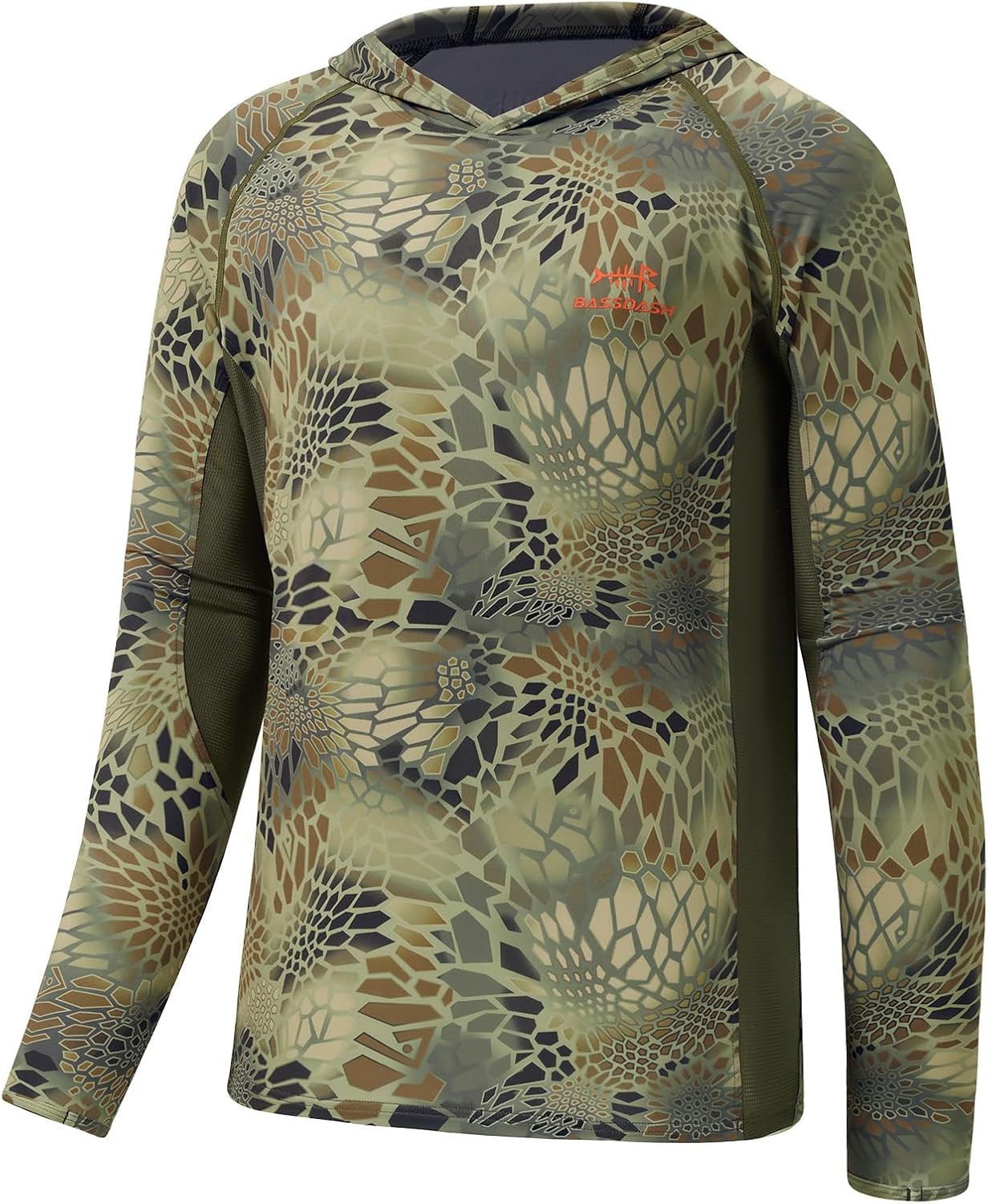 BASSDASH Men's UPF 50+ Lightweight Hunting Camo Hoodie Quick Dry Performance Long Sleeve Fishing Shirt with Hood FS30M