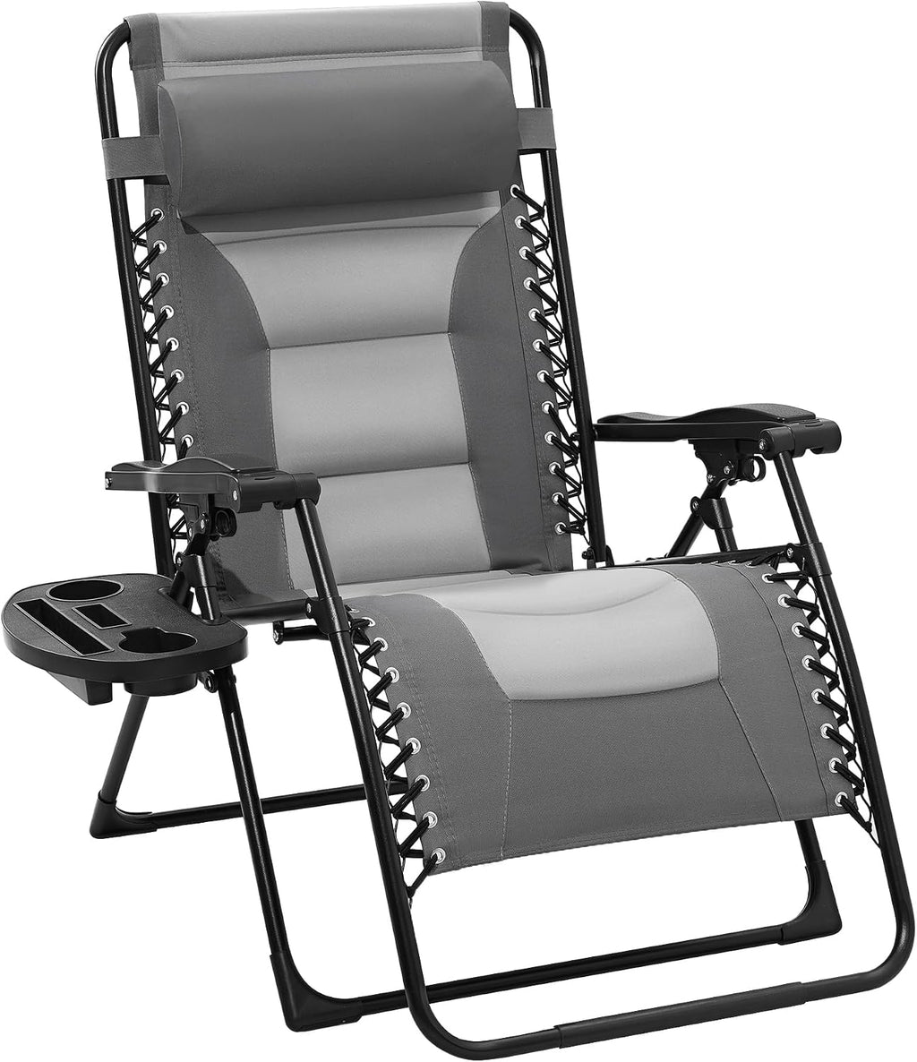 JEAREY Zero Gravity Chair, Oversized Padded Recliner - Gray/Light Gray