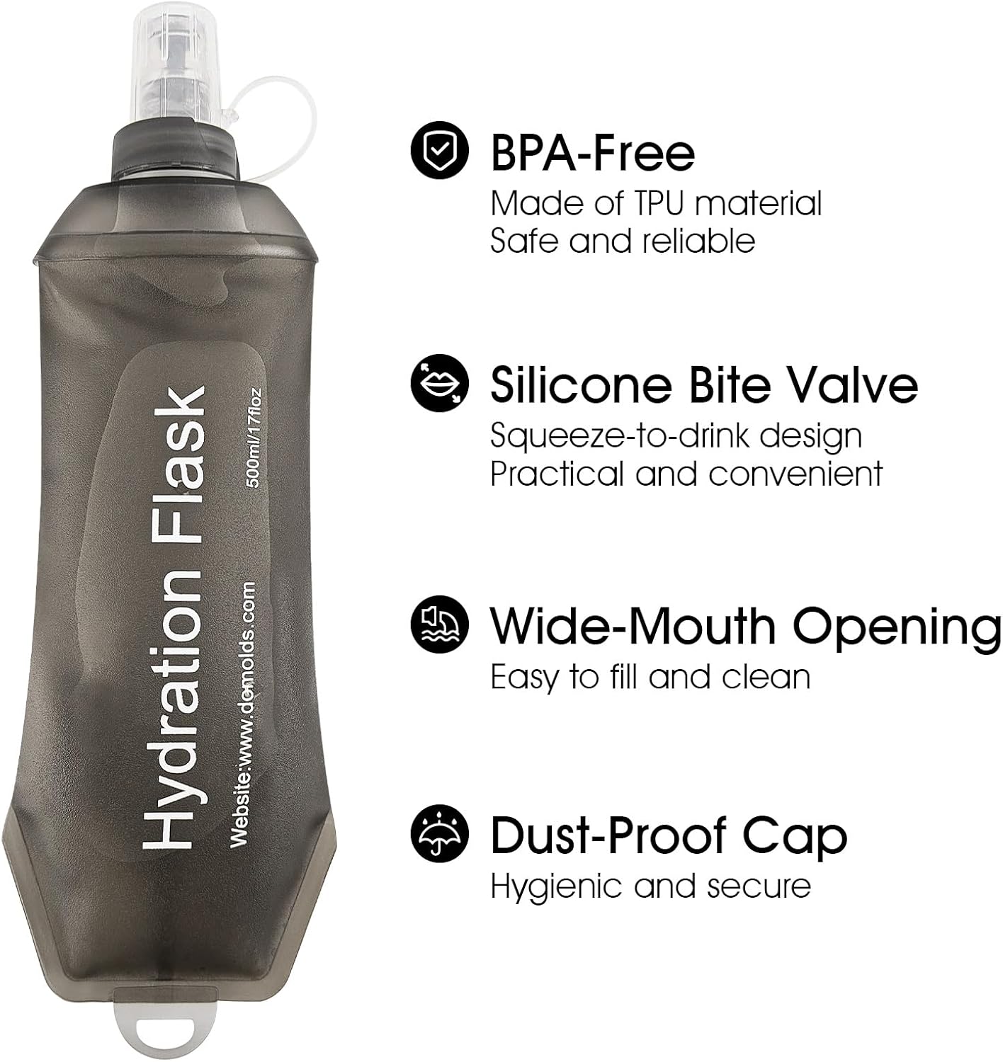 GUYI GYGYL Soft Flask Collapsible Water Bottle for Sports, 250ml Grey 2pcs