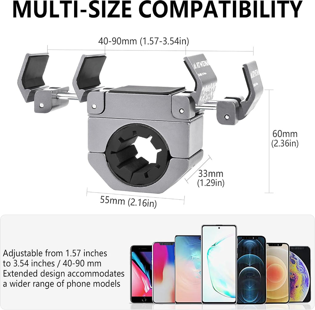 Bike Handlebar Mounts for 4.5-7.2 Phones (Silver)
