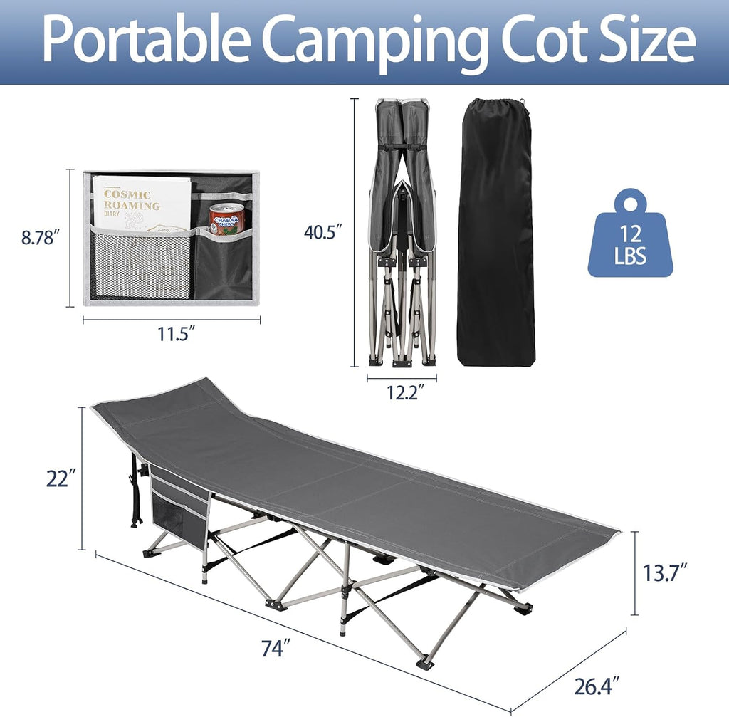 Portable Camping Cot with Mattress, Sleeping Bed,Single Lounge Chaise