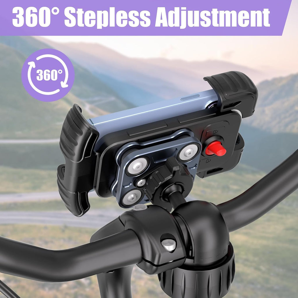 TXV Motorcycle Phone Mount Holder - Upgrade Vibration Dampener - 360° Rotatable Bicycle Phone Holder, Bike Scooter Handlebar Phone Clip for 5.1" - 6.8" Smartphones