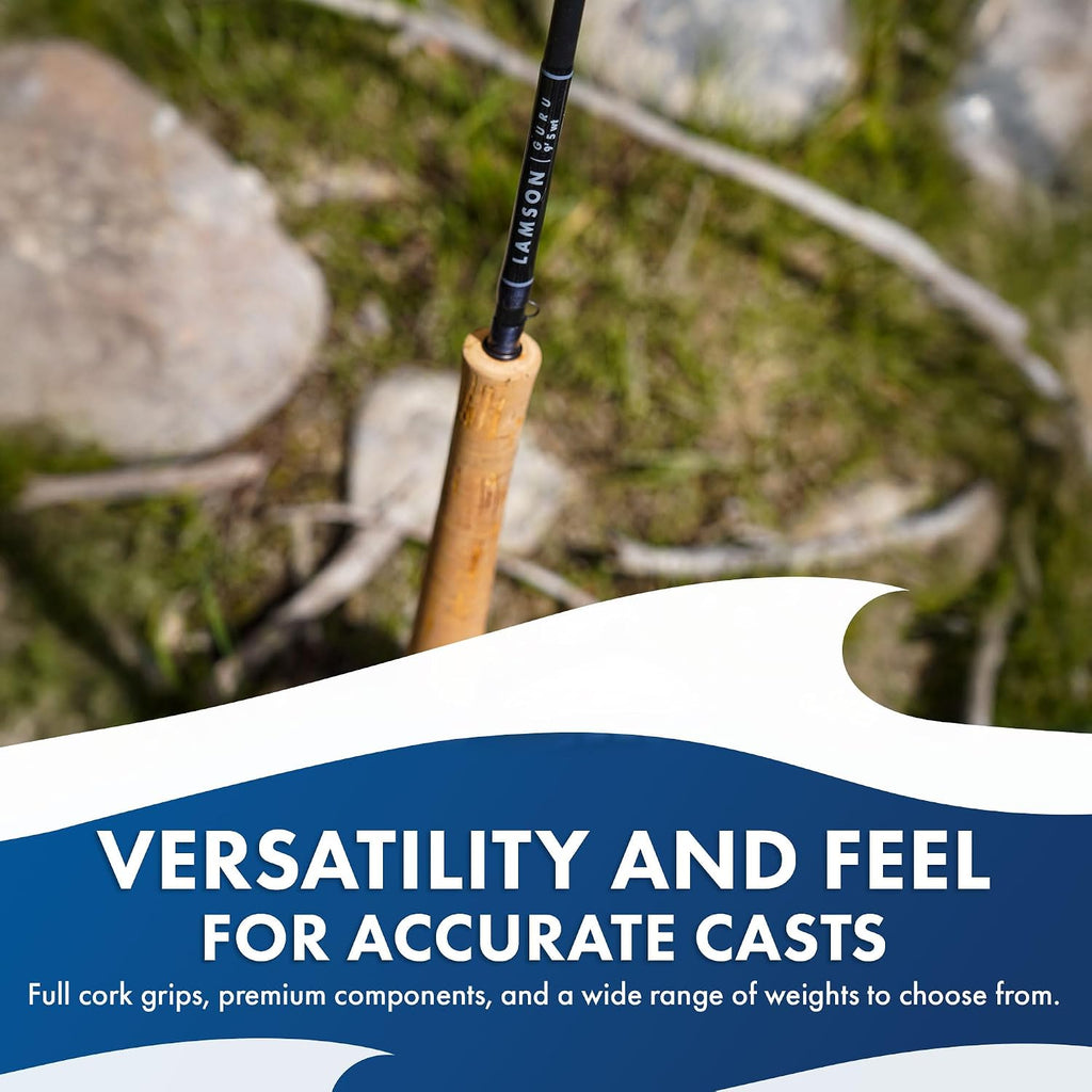 LAMSON Guru Medium Fast Action Fly Fishing Rod, All-Water 9' 4-piece w/Tube