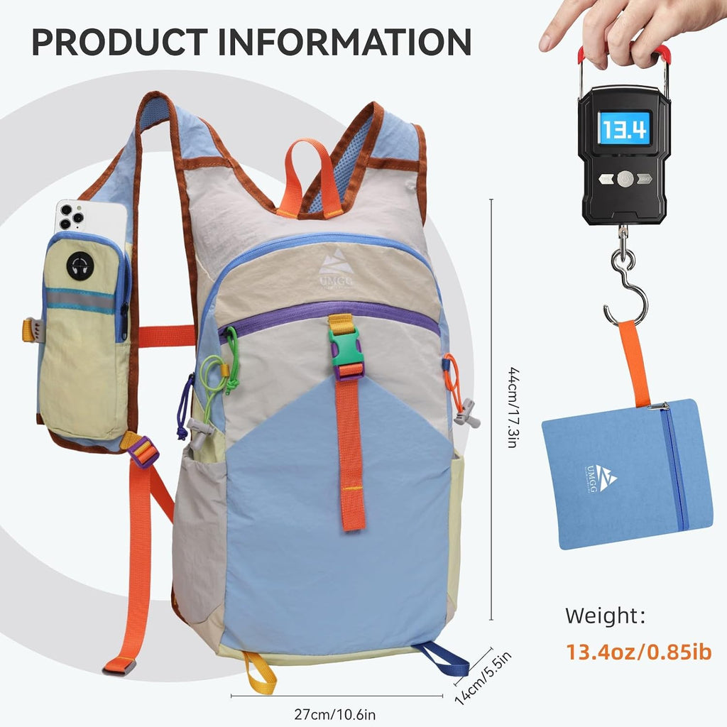 Small Hiking Backpack Travel Daypack 15L Colorful Lightweight Packable Foldable Casual Backpack for Women Men