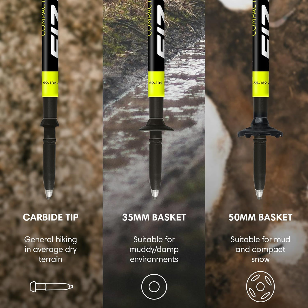 Fizan Compact Pro - 6.1 oz Ultralight Adjustable Trekking Poles for Trail Running and Hiking