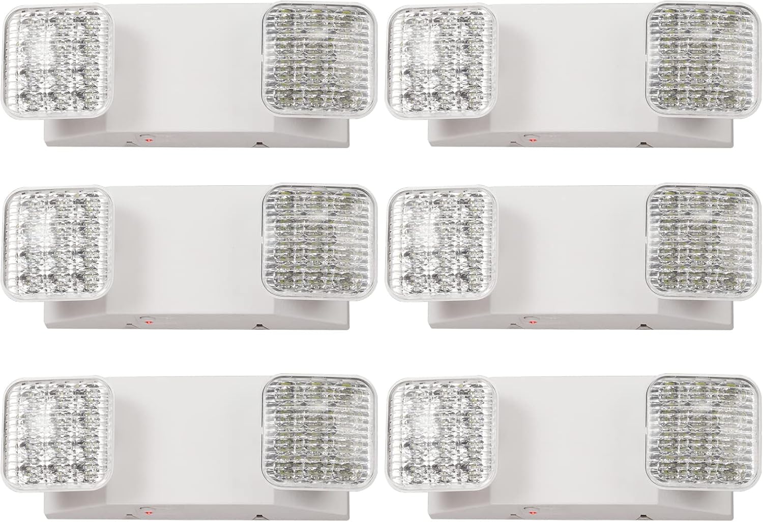 TANLUX LED Emergency Lights with Battery Backup, Two Head Adjustable Commercial Emergency Lights, UL Listed, AC 120/277V, Hardwired Emergency Exit Light Fixtures for Business - 6 Pack(White)