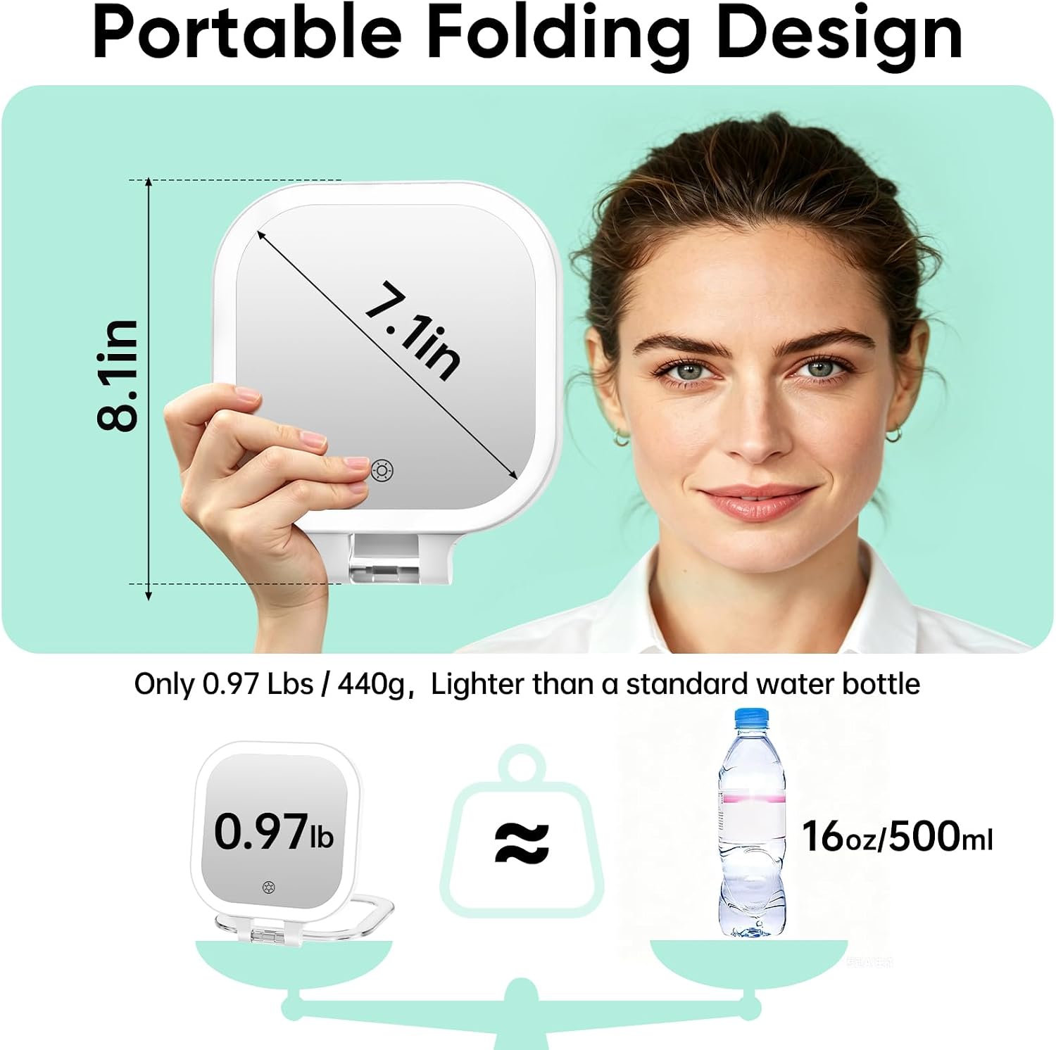 FASCINATE 7" Rechargeable Travel Makeup Mirror 30X Magnification(White+Bag)