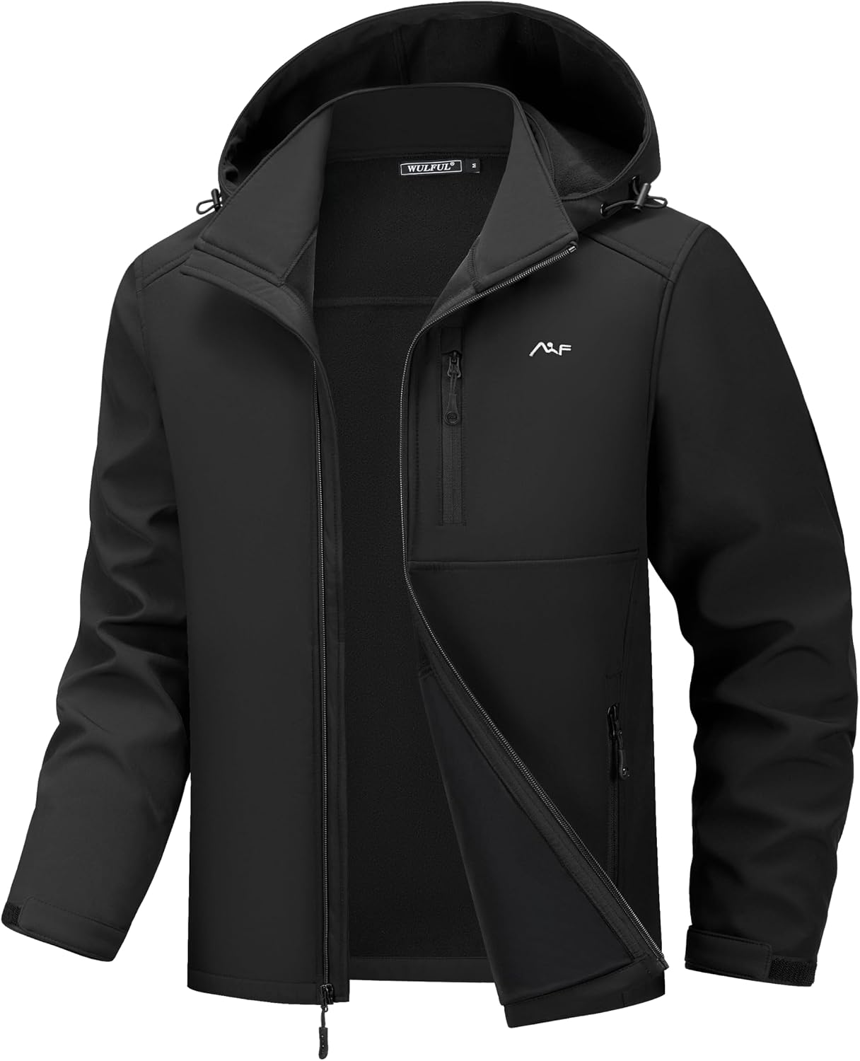 WULFUL Men's Softshell Jacket Waterproof Lightweight Insulated Windbreaker Fleece Lined Rain Shell Jacket for Hiking Travel