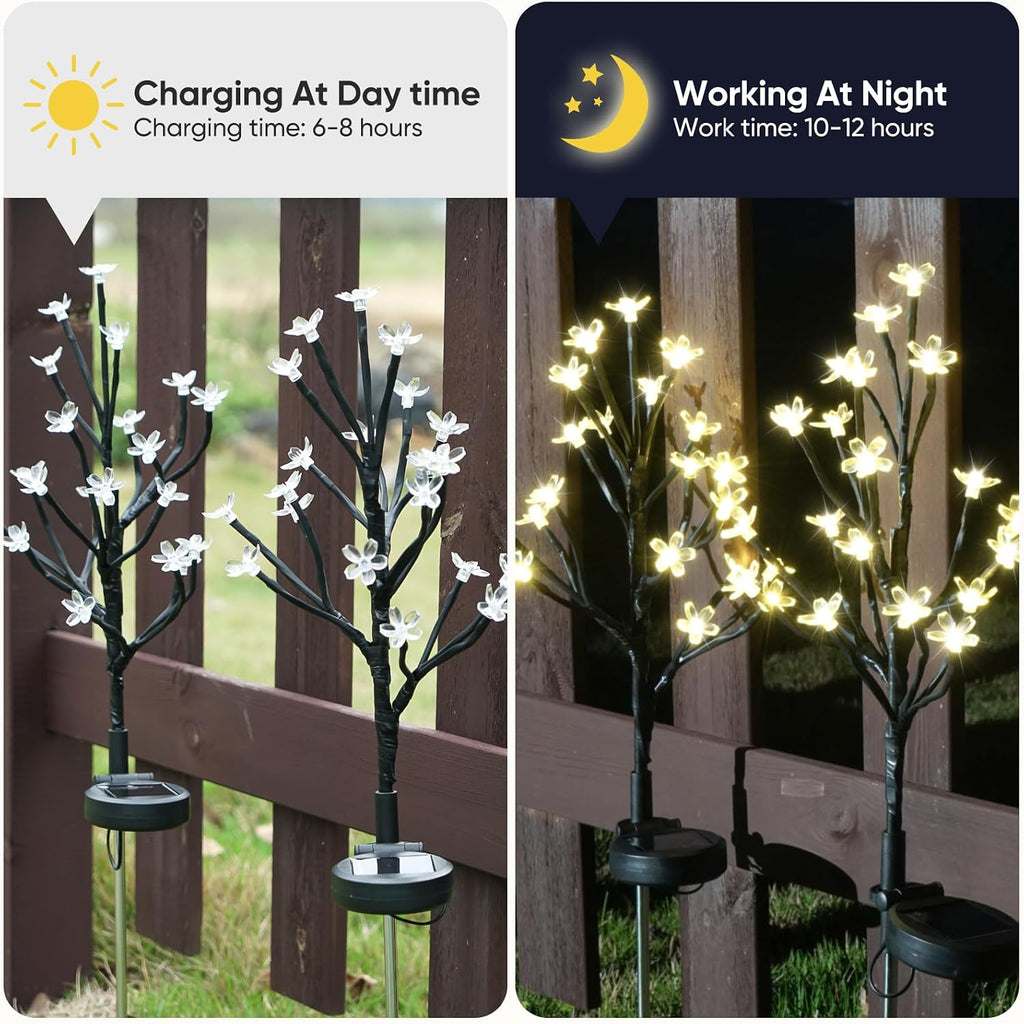 2 Pack Solar Lights Outdoor Waterproof, Garden Lights Solar Flowers