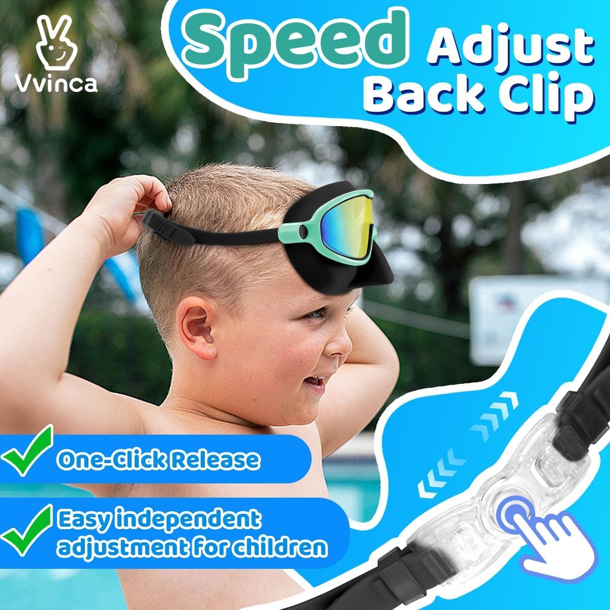 Vvinca Kids Swim Goggles with Nose Cover 2 Pack for 3-15 Anti-Fog Wide View