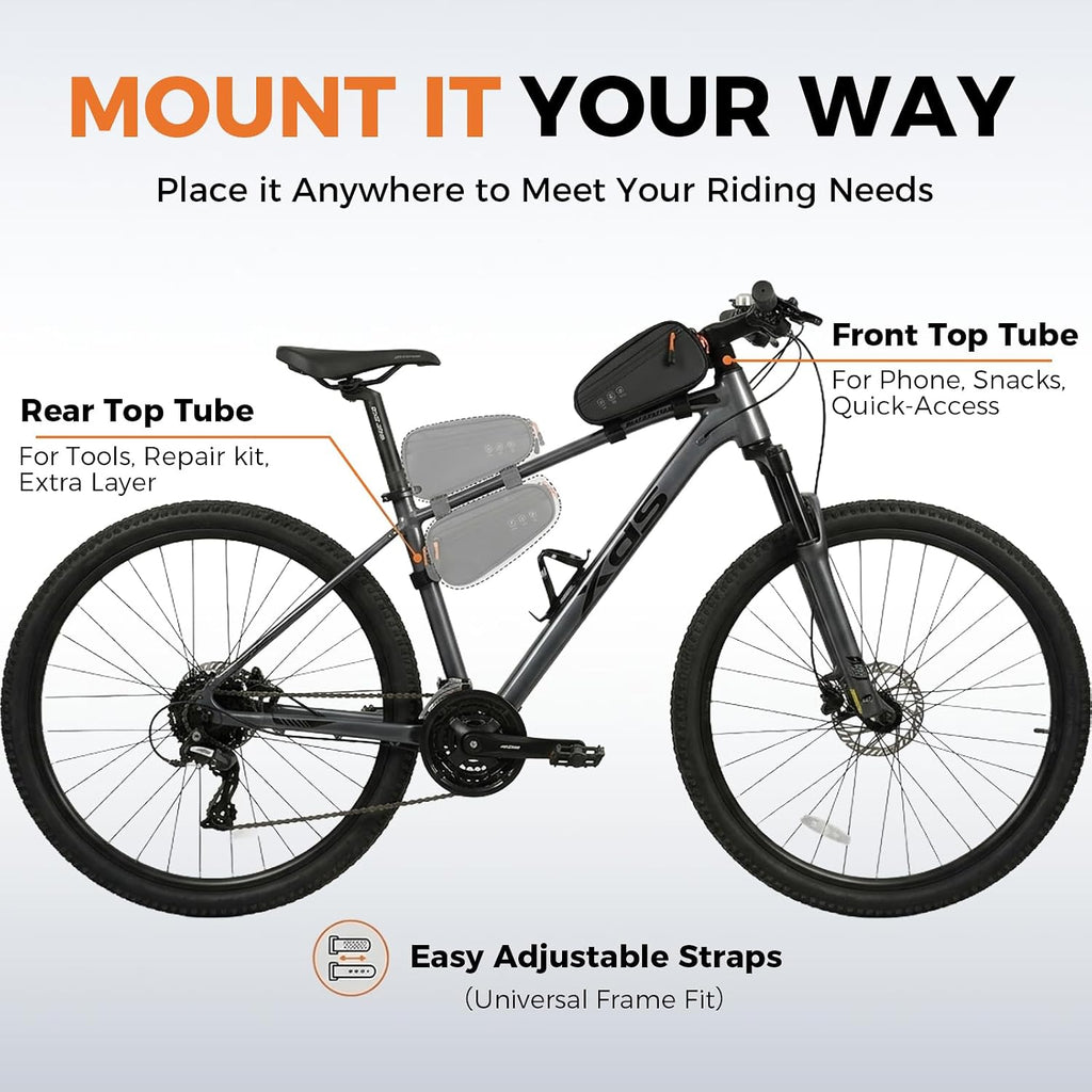 Bike Frame Bag, 3-in-1 Waterproof Top Tube Triangle Storage Pouch