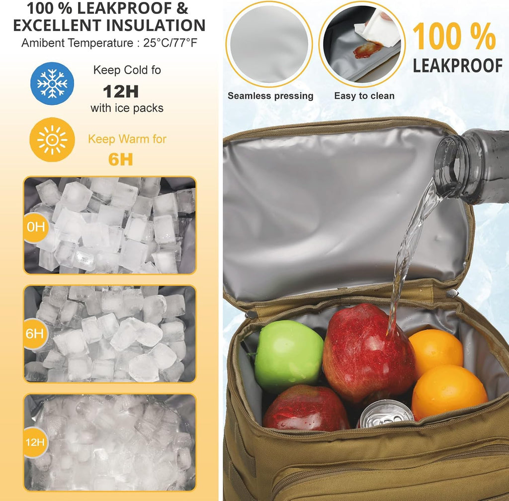 Tactical Backpack Cooler for Men,25L Insulated Lunch Ice Chest for Work