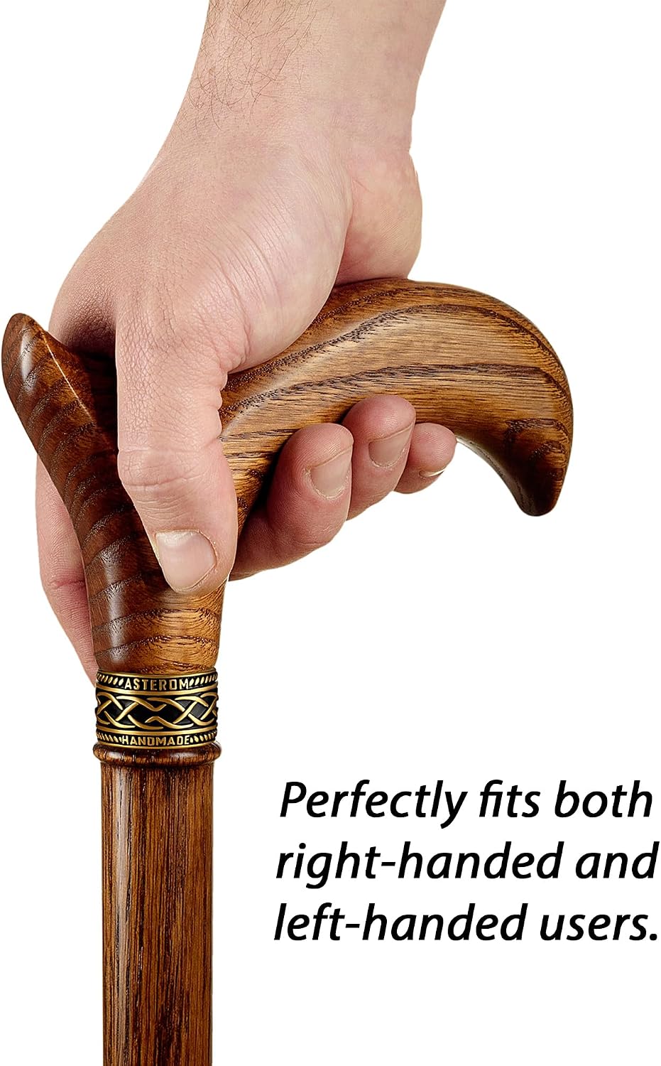 Asterom Handcrafted Walking Cane, Stylish Wooden Canes for Men, Oak Wood