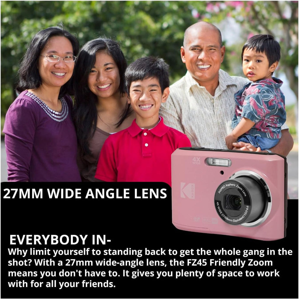 Kodak PIXPRO FZ45 Friendly Zoom 16MP Digital Camera Bundle (Pastel Pink)