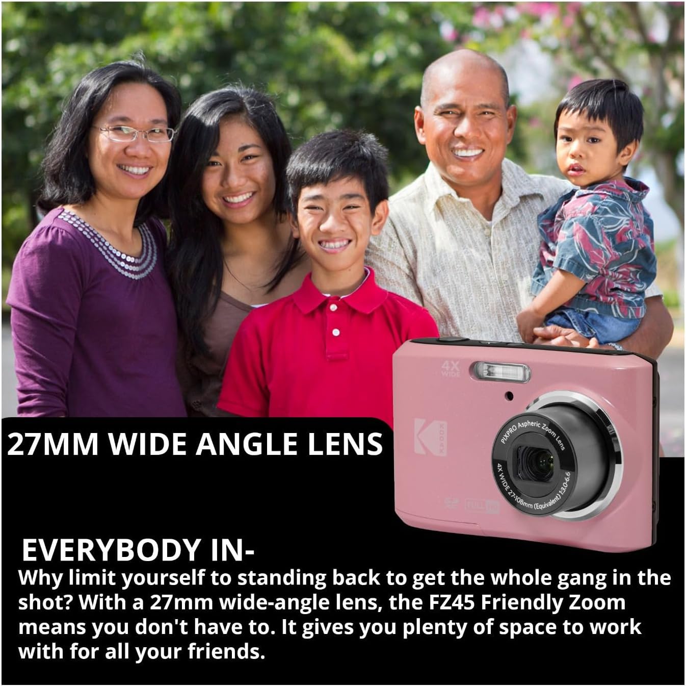 Kodak PIXPRO FZ45 Friendly Zoom 16MP Digital Camera Bundle (Pastel Pink)