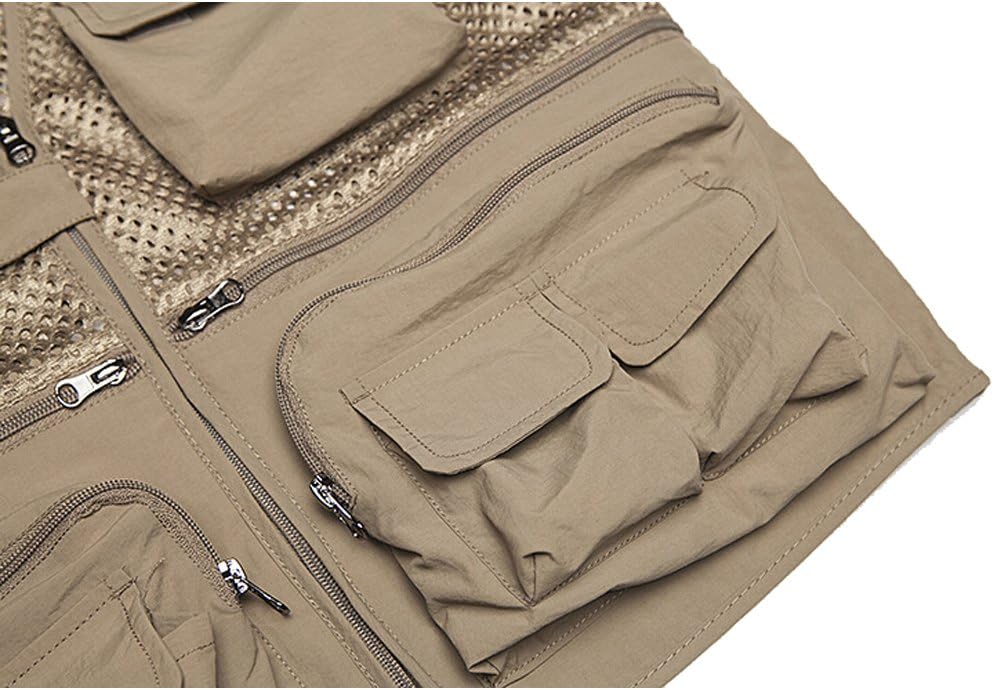 Ziker Men's Mesh Breathable Openwork Camouflage Journalist Photographer Fishing Vest Waistcoat Jacket Coat