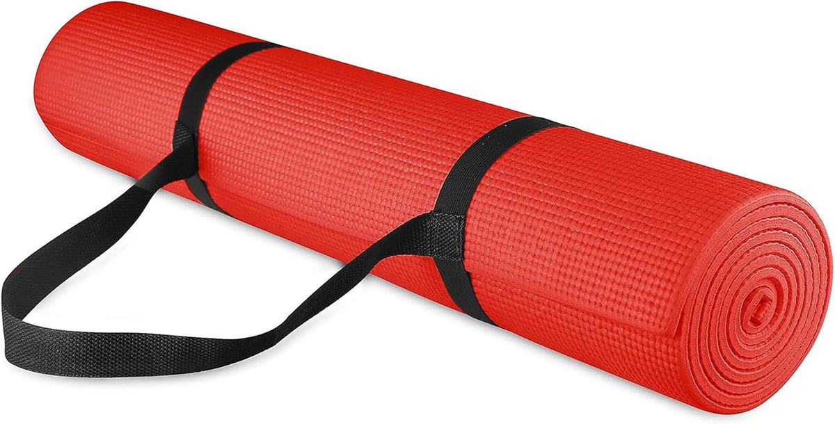 Fitvids All Purpose 1/4-Inch High Density Anti-Tear Exercise Yoga Mat with Carrying Strap with Optional Yoga Blocks, Multiple Colors