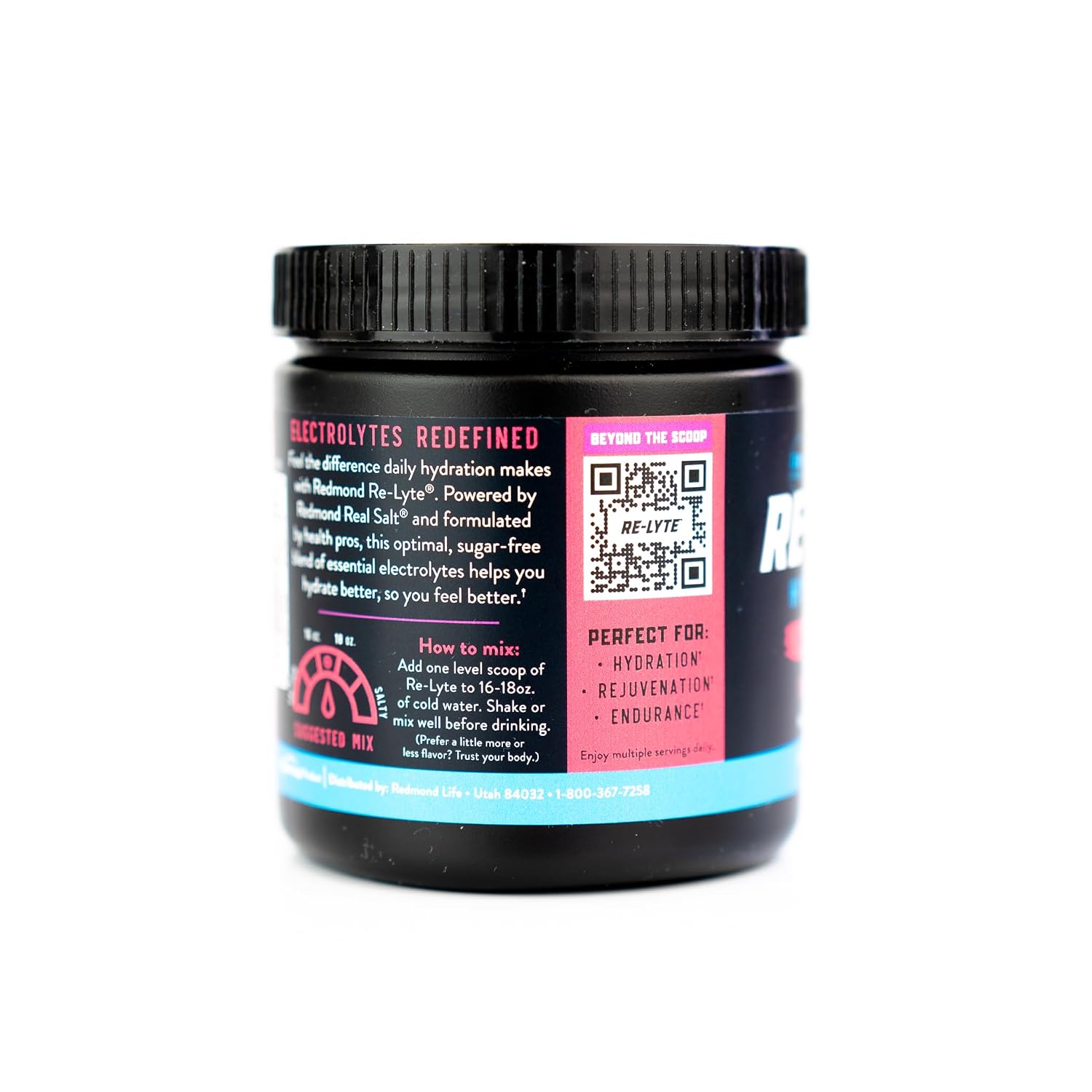 REDMOND Re-Lyte Electrolyte Drink Mix, Mixed Berry, 30 serving SMALL 6.88oz jar