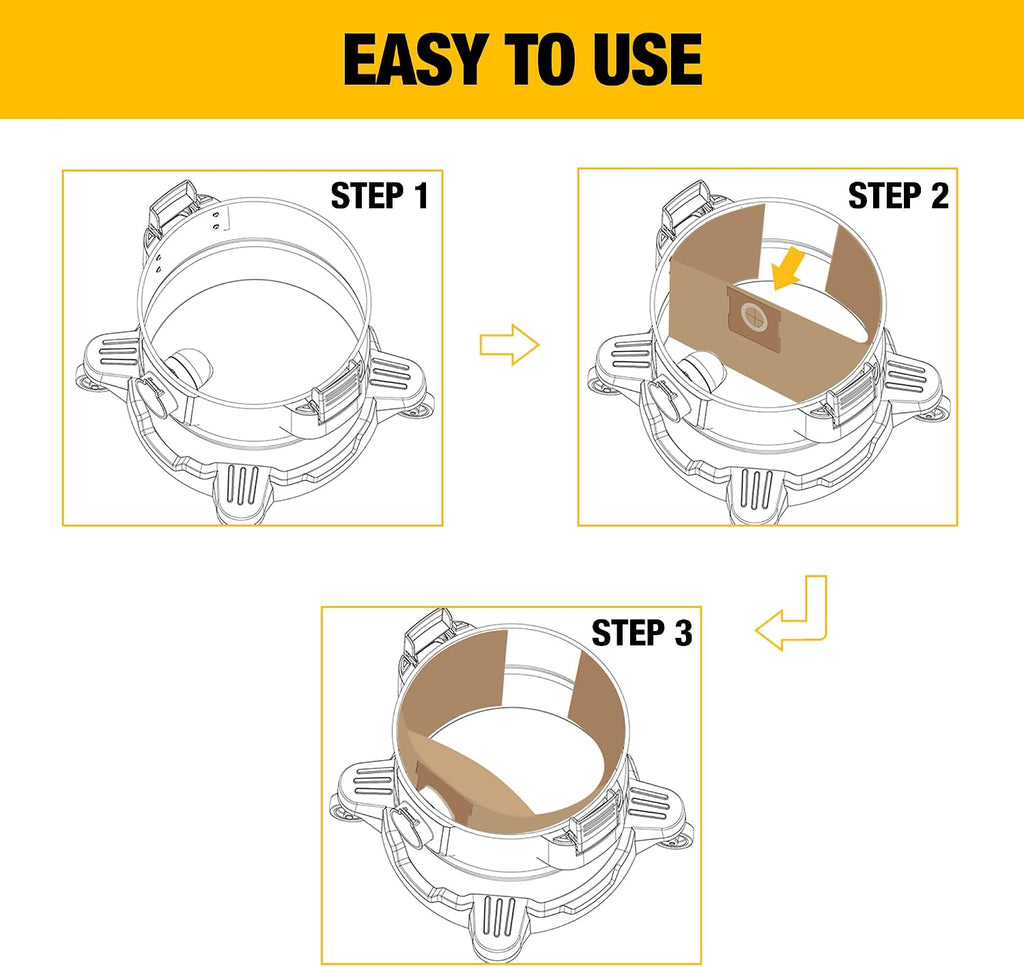 3 Pack DEWALT Dust Bag DXVA19-4102, for 12-16 Gallon Wet/Dry Vacuum, Filter Bag Compatible with DXV12P DXV14P DXV16P DXV16PA DXV16S