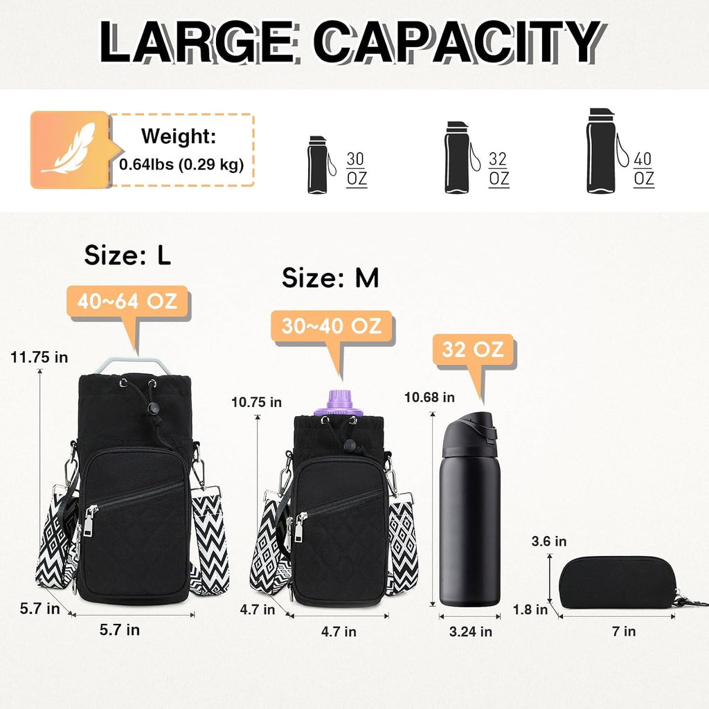 AGLOD Water Bottle Carrier Bag with Strap, Water Bottle Holder Crossbody Bags for Women Men for Walking, Hiking,Cycling