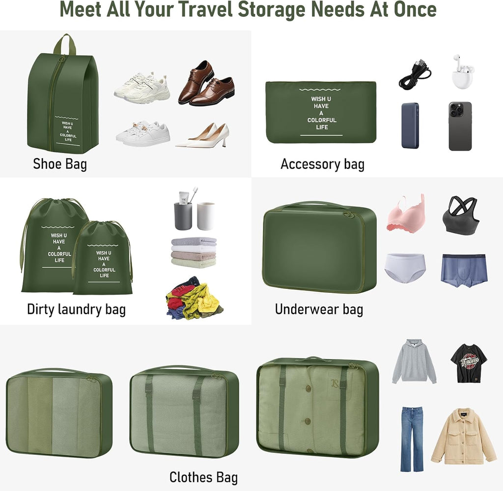 Packing Cubes for Travel 8 Set Luggage Organizer Bags