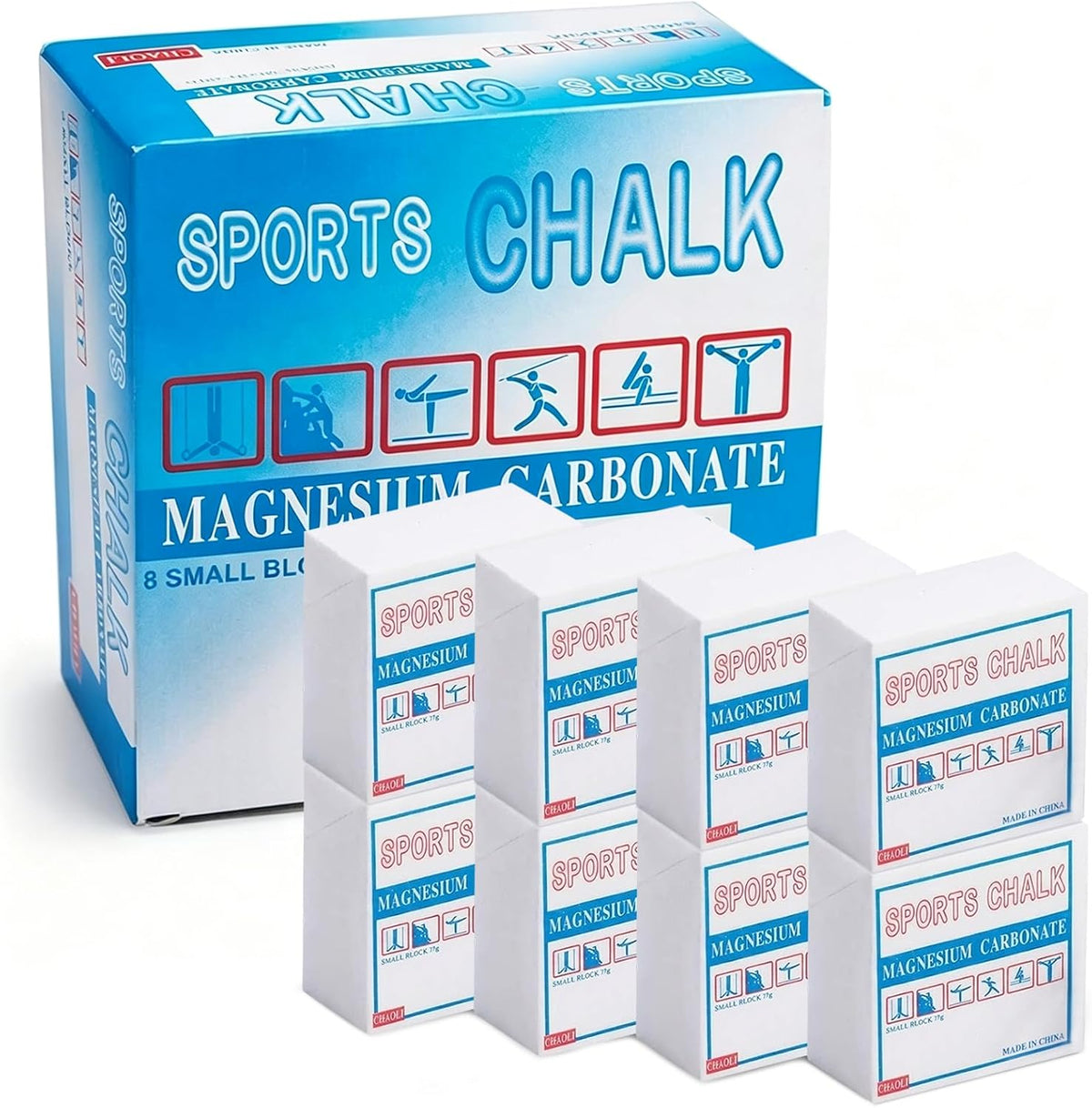 Athletic Gym Powder Chalk Block, Gym Chalk Blocks,Magnesium Carbonate Chalk, Premium Sport Hand Chalk, Consists of 8 Blocks, Gymnastics, Weightlifting, Rock Climbing,1Lb (8 Blocks x 2oz)