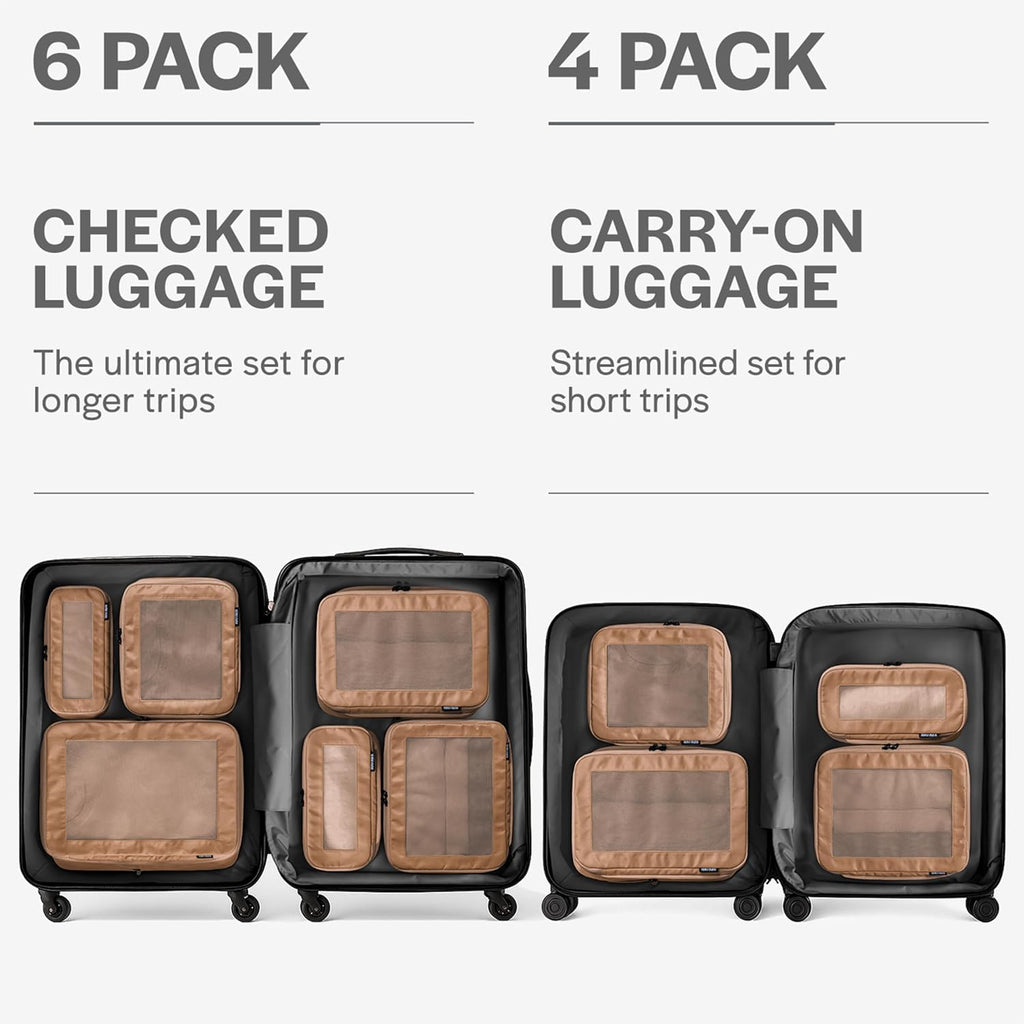 Aerotrunk Compression Packing Cubes for Travel, 6-Pack, Mocha