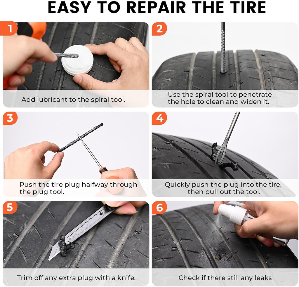 ETENWOLF Tire Repair Kit 42 Pcs, Heavy Duty Tire Plug Kit to Fix Punctures