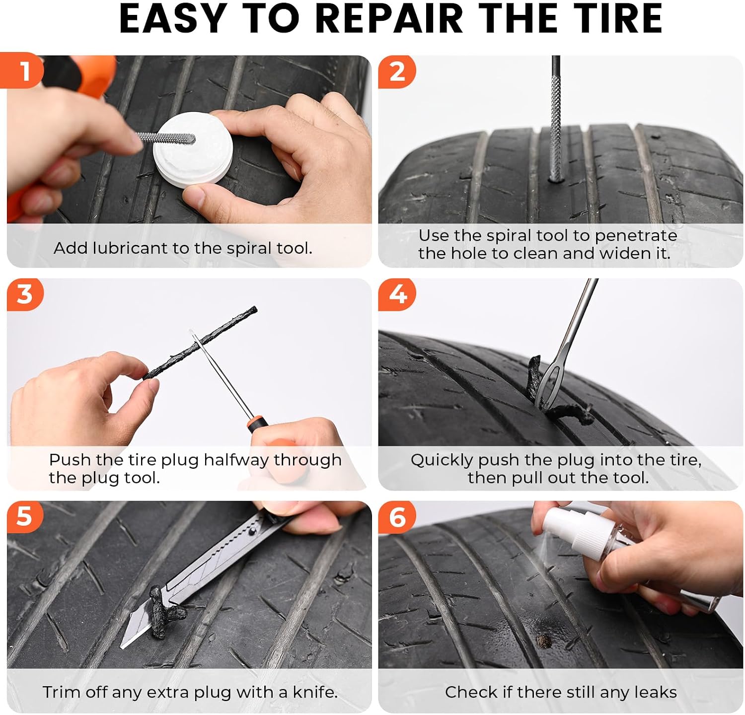 ETENWOLF Tire Repair Kit 42 Pcs, Heavy Duty Tire Plug Kit to Fix Punctures
