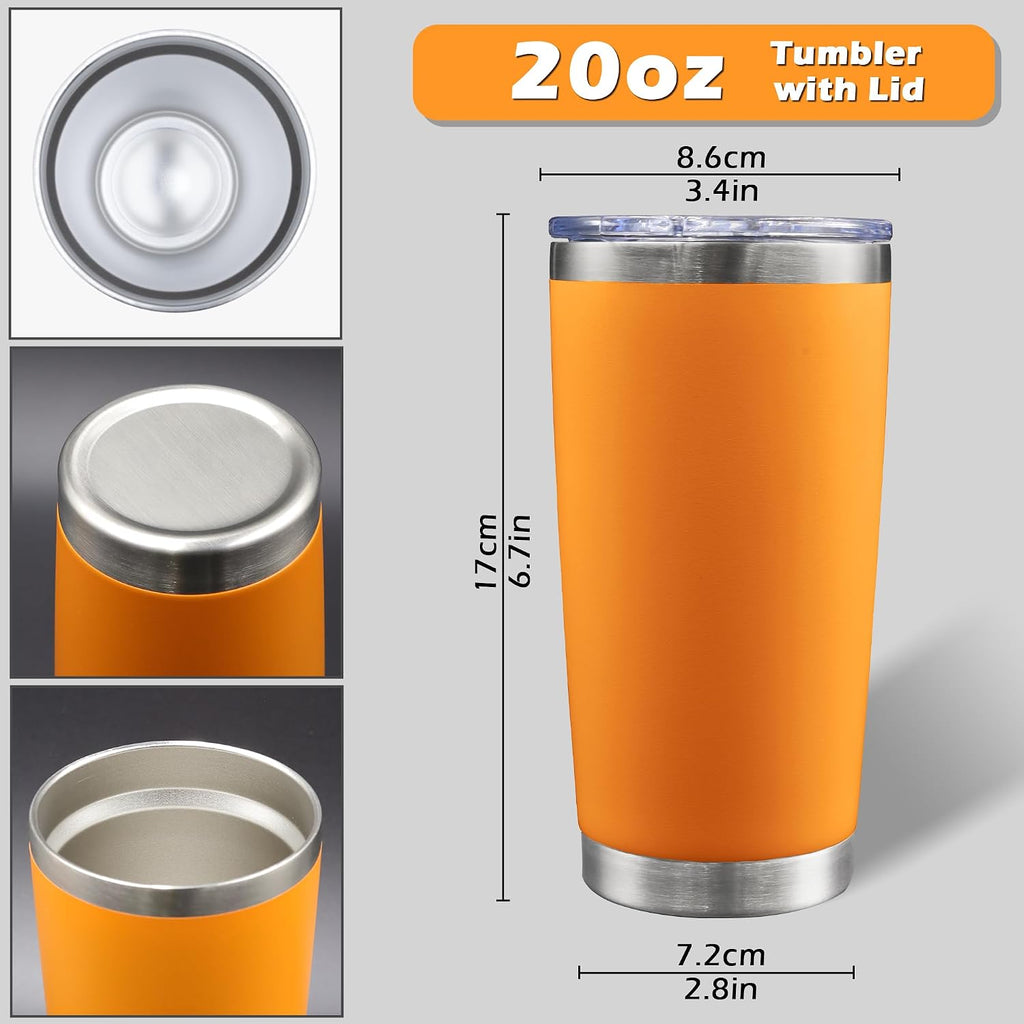 20oz Tumbler with Lid Stainless Steel Tumblers Insulated Mug Orange 12P