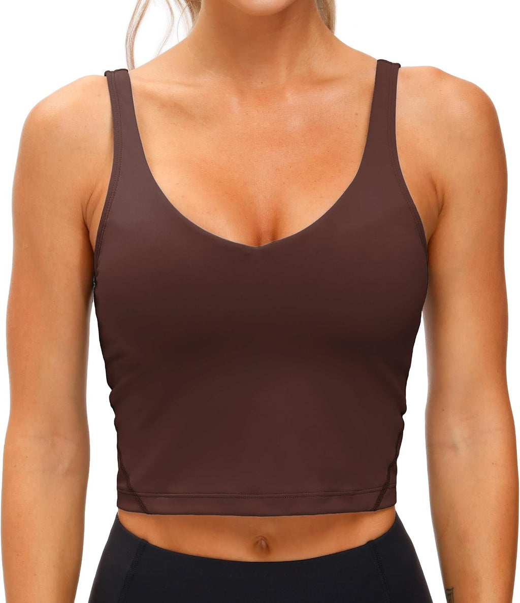 THE GYM PEOPLE Women’s Longline Sports Bra Wirefree Padded Medium Support Yoga Bras Gym Running Workout Tank Tops