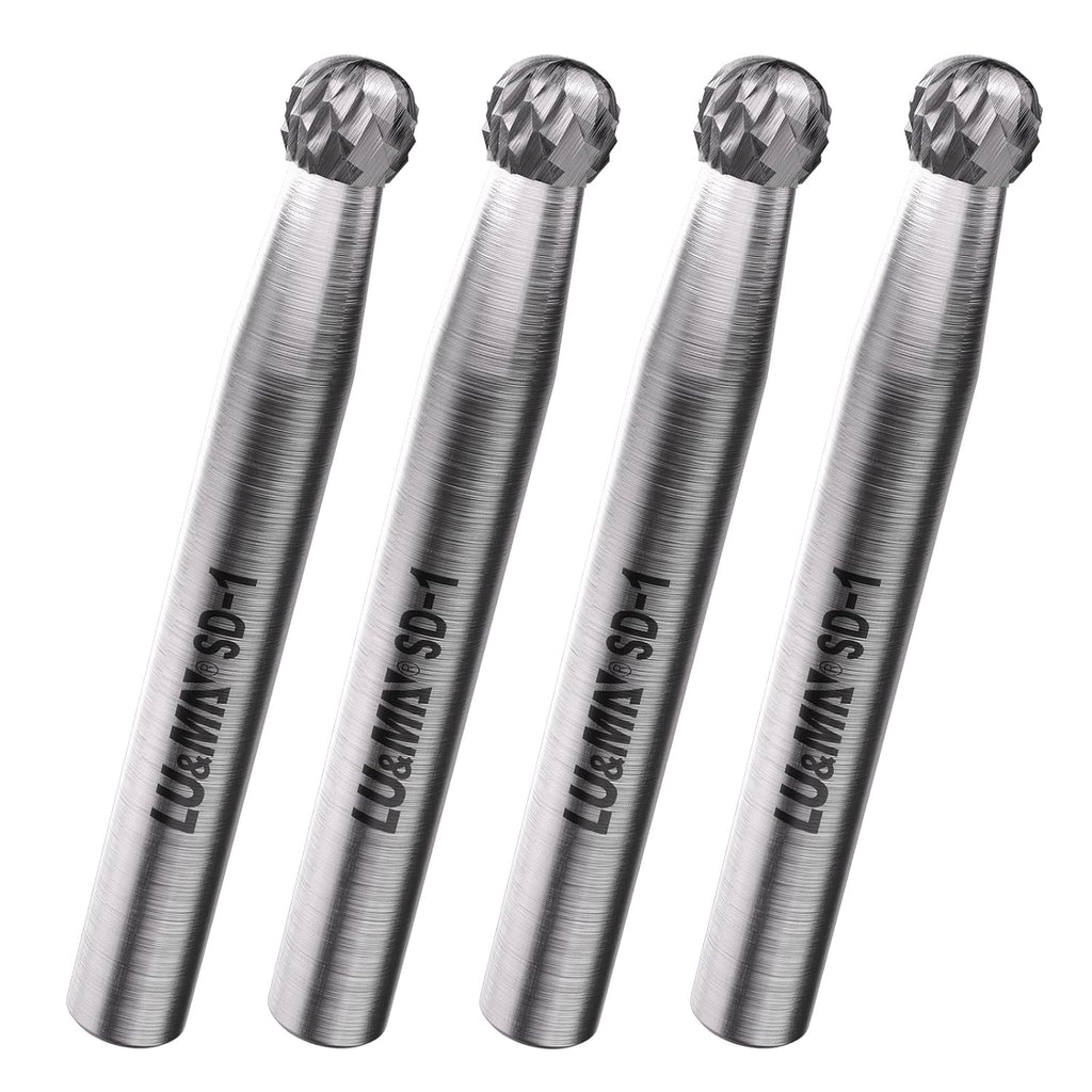 LU&MN SD-1 Tungsten Carbide Burr, 7/32" Head 1/4" Shank, 4pcs
