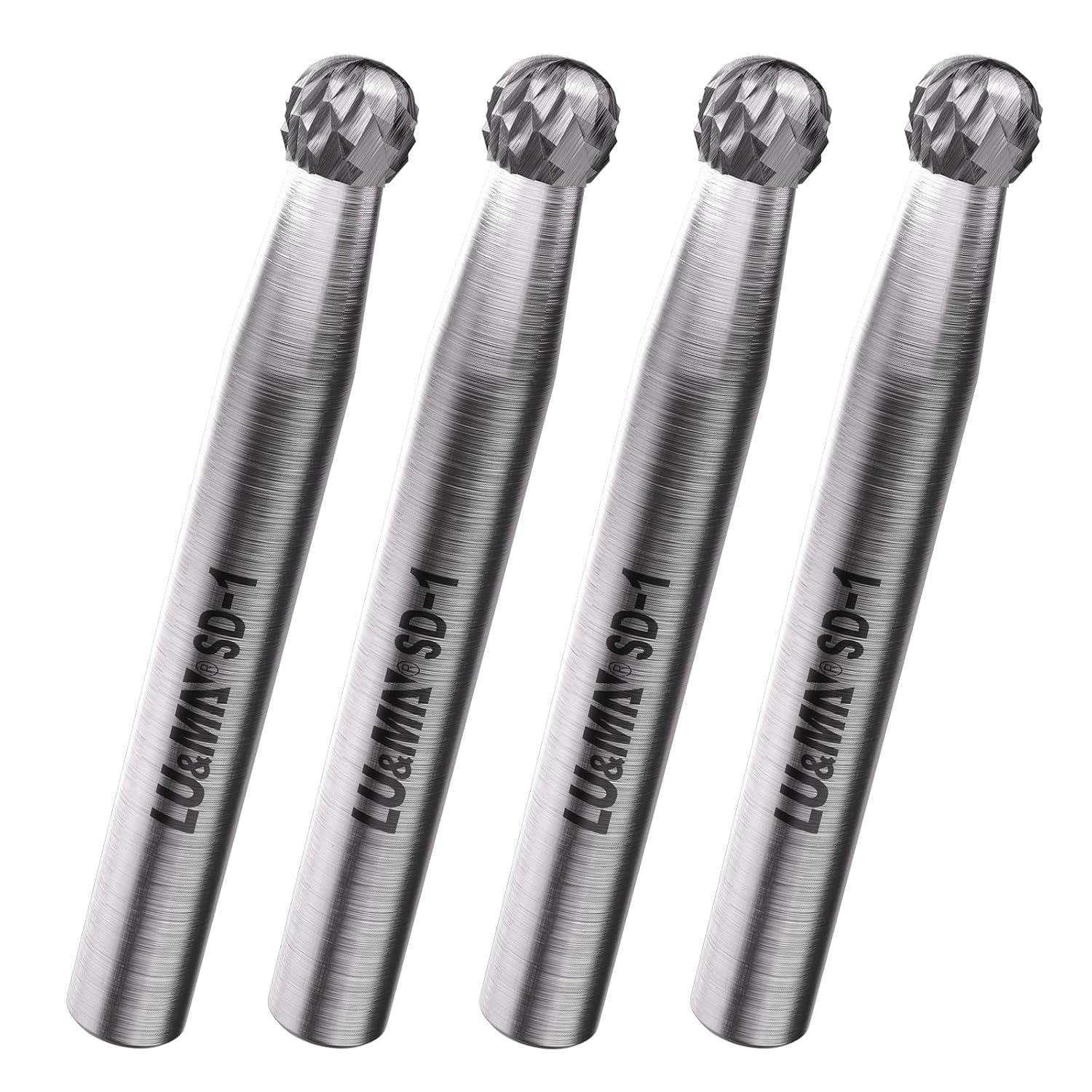 LU&MN SD-1 Tungsten Carbide Burr, 7/32" Head 1/4" Shank, 4pcs