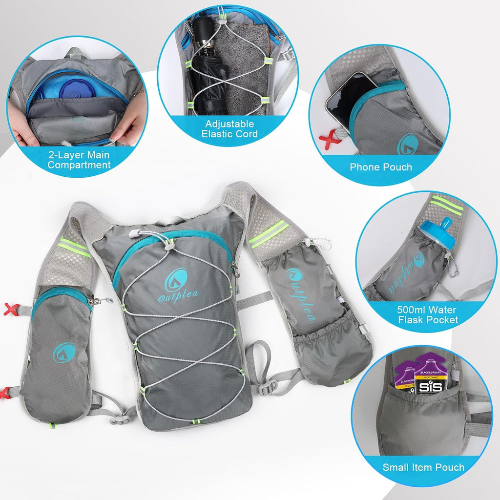 Ouplea Small Running Hydration Backpack Hydro Vest with 2L Water Bladder