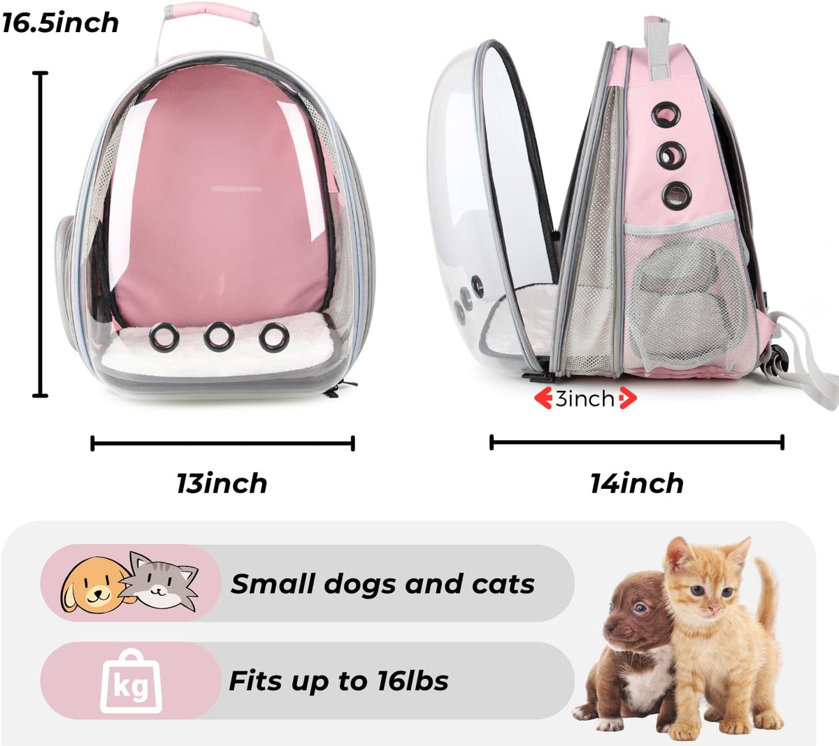 Lollimeow Expandable Bubble Cat Carrier Backpack, Supports up to 16 lbs