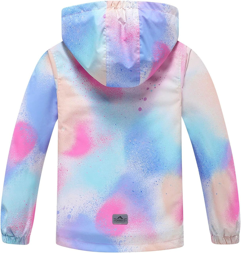 MGEOY Kids Rain Jacket, Waterproof Lightweight Hooded Windbreaker for Boys Girls 4-16Y