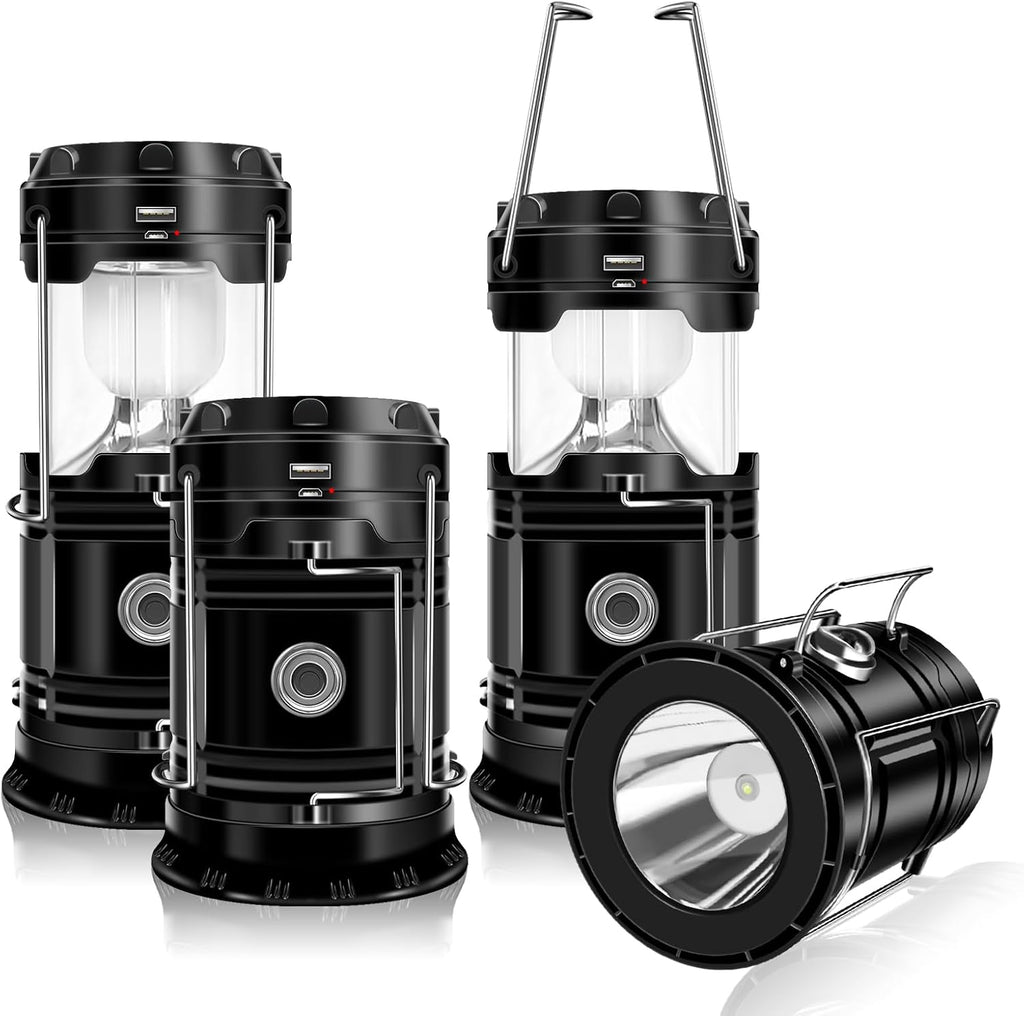 DIBMS 2-Pack Solar Camping Lantern, Collapsible Flashlight Emergency Lights